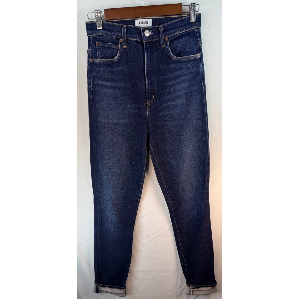 AGOLDE Pinch Waist High Rise Skinny Jeans Dark Indigo A165-1256 Womens 26